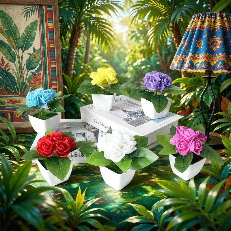 4 sztuki sztucznych róż, imita – Bonsai Garden Shop recenzja i cena